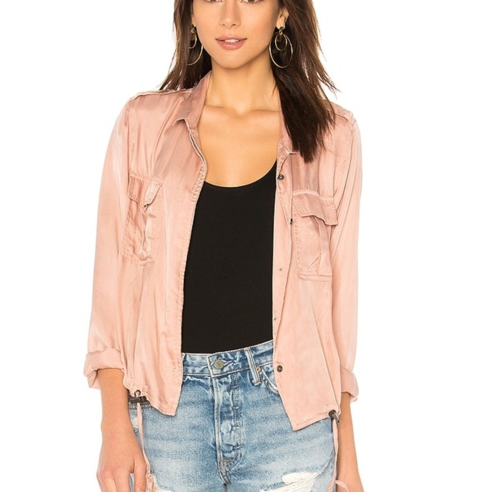 Rails Rowen Blush Cupro Utility Jacket Size Large Military Anorak Boho